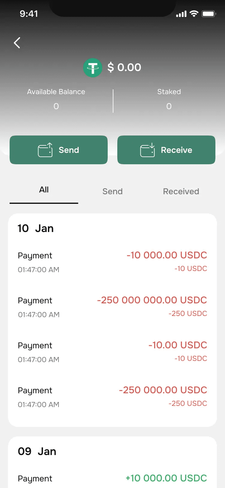 Current Verdex asset activity and transaction history screen