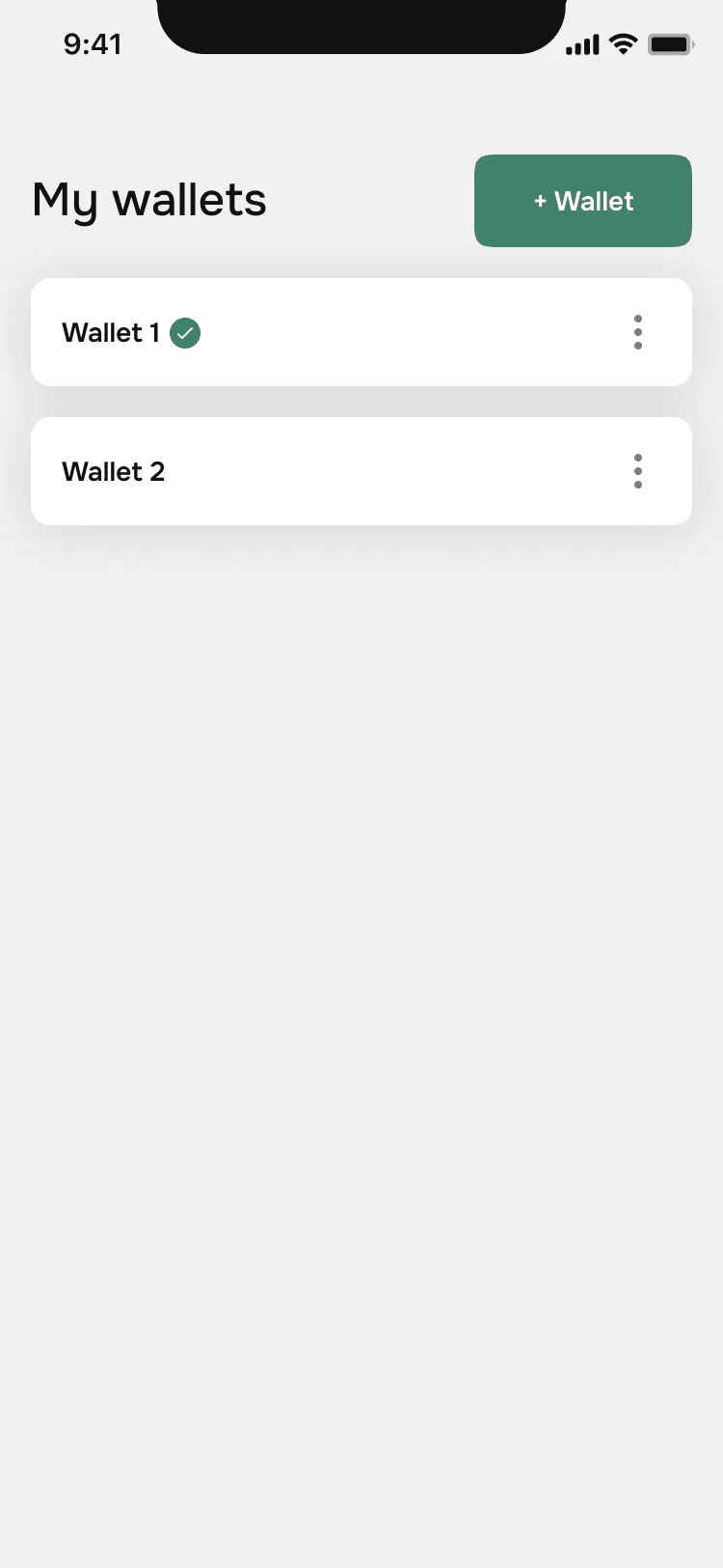 Current Verdex My wallets screen with two wallets and Add Wallet control